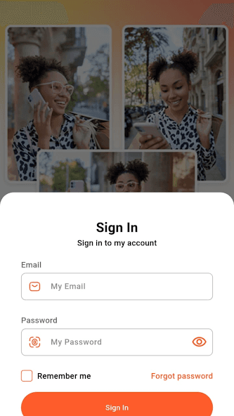 Yoopii sign-in screen with email and password fields